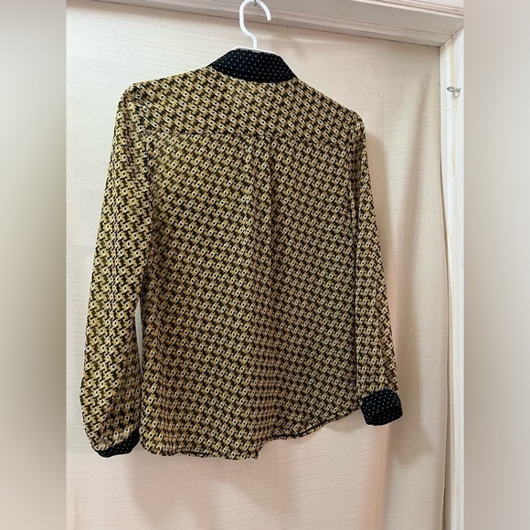 ⚫️ BOGO Gregory sheer woman’s button up blouse size 38 colourful pattern spring - Picture 7 of 8